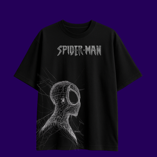 “Spider-Man” Oversized Black Tee – Web Reality Edition