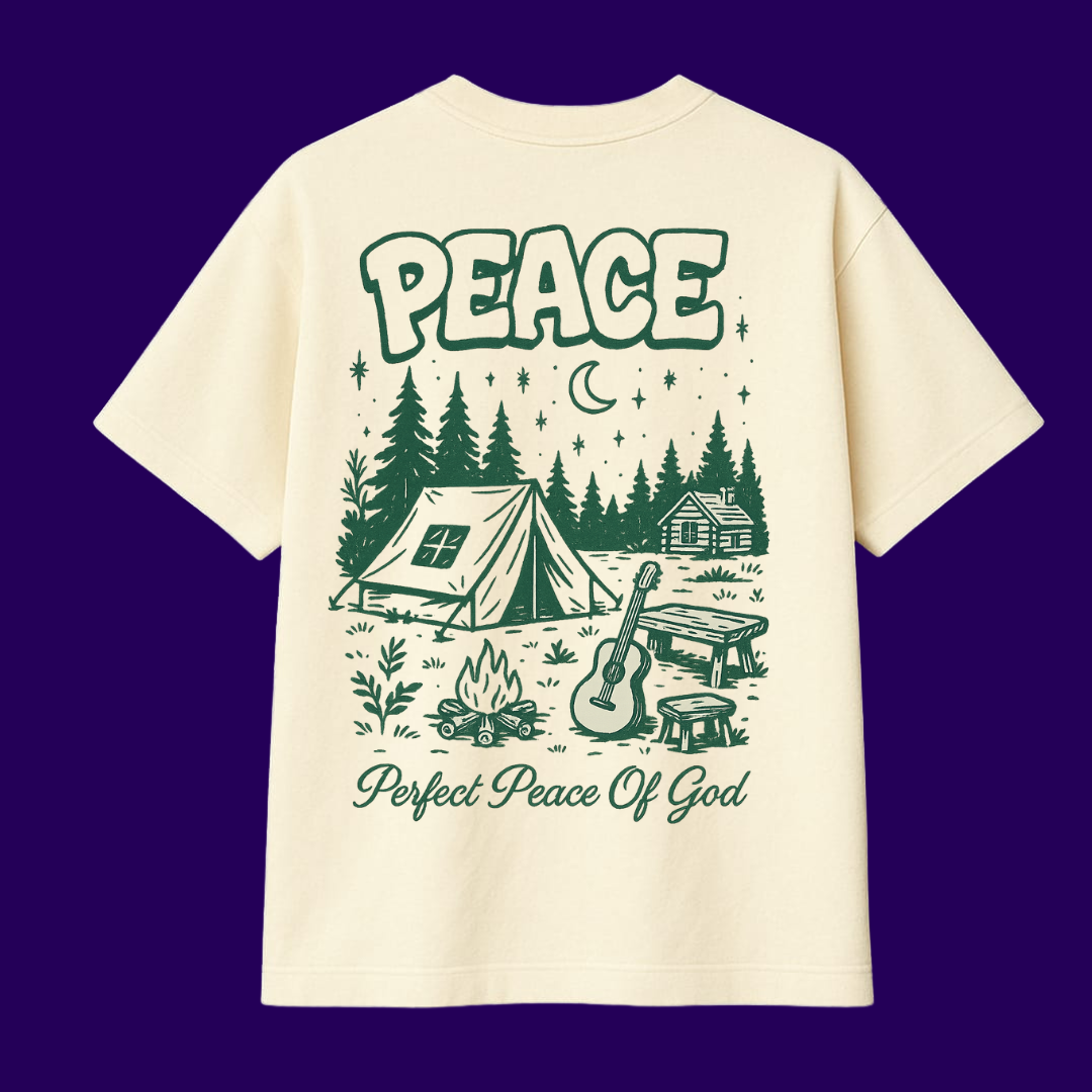 “Peace” Oversized Cream Tee – Perfect Peace of God