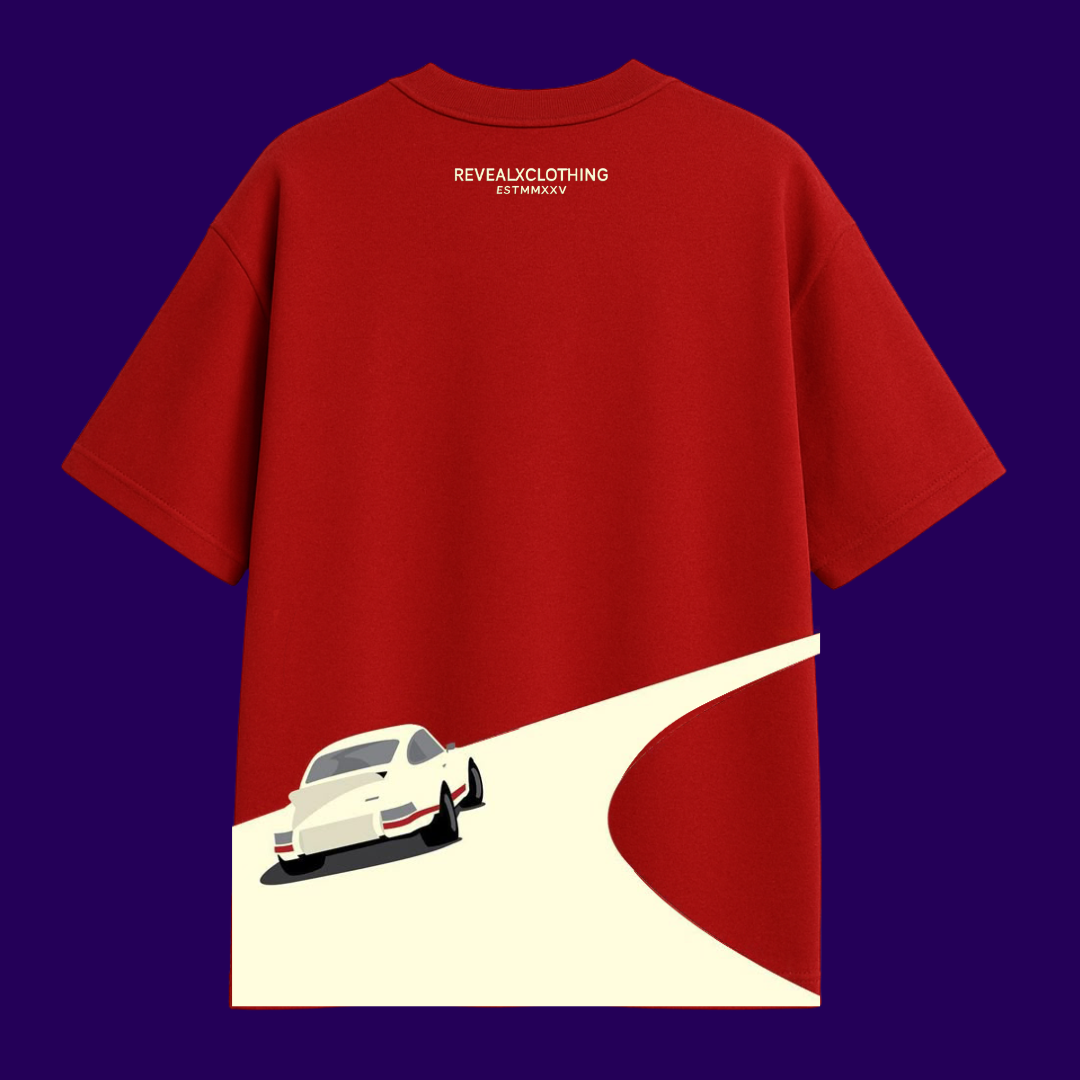 “On My Way” Oversized Red Tee