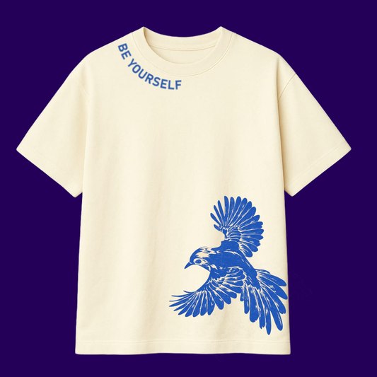 “Be Yourself” Oversized Tee – Cream White