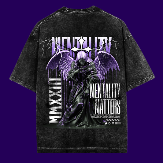 “Mentality Matters” Oversized Washed Black Tee