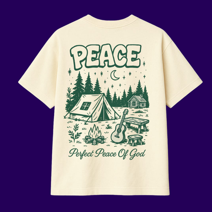 “Peace” Oversized Cream Tee – Perfect Peace of God