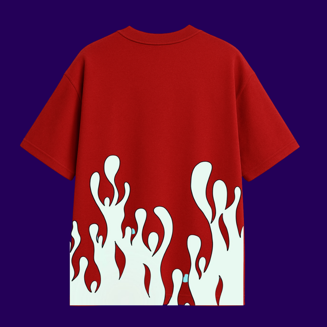 “Reveal the Real” Flame Oversized Red Tee
