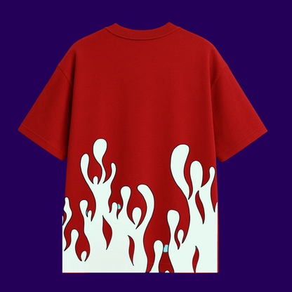 “Reveal the Real” Flame Oversized Red Tee