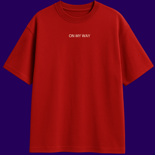 “On My Way” Oversized Red Tee
